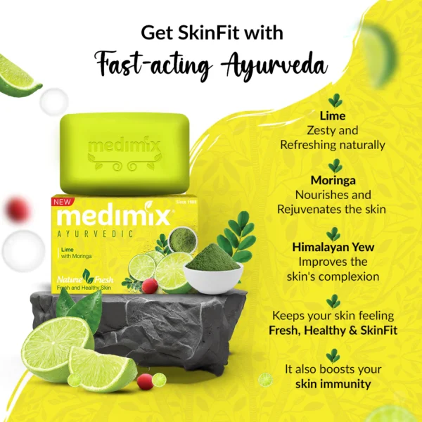 Lime & Moringa Bathing Soap Bar 100 gm - Image 2